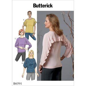 Butterick B6591 Sewing Pattern Misses Loose-Fitting Pullover‎ Tops XS-MED